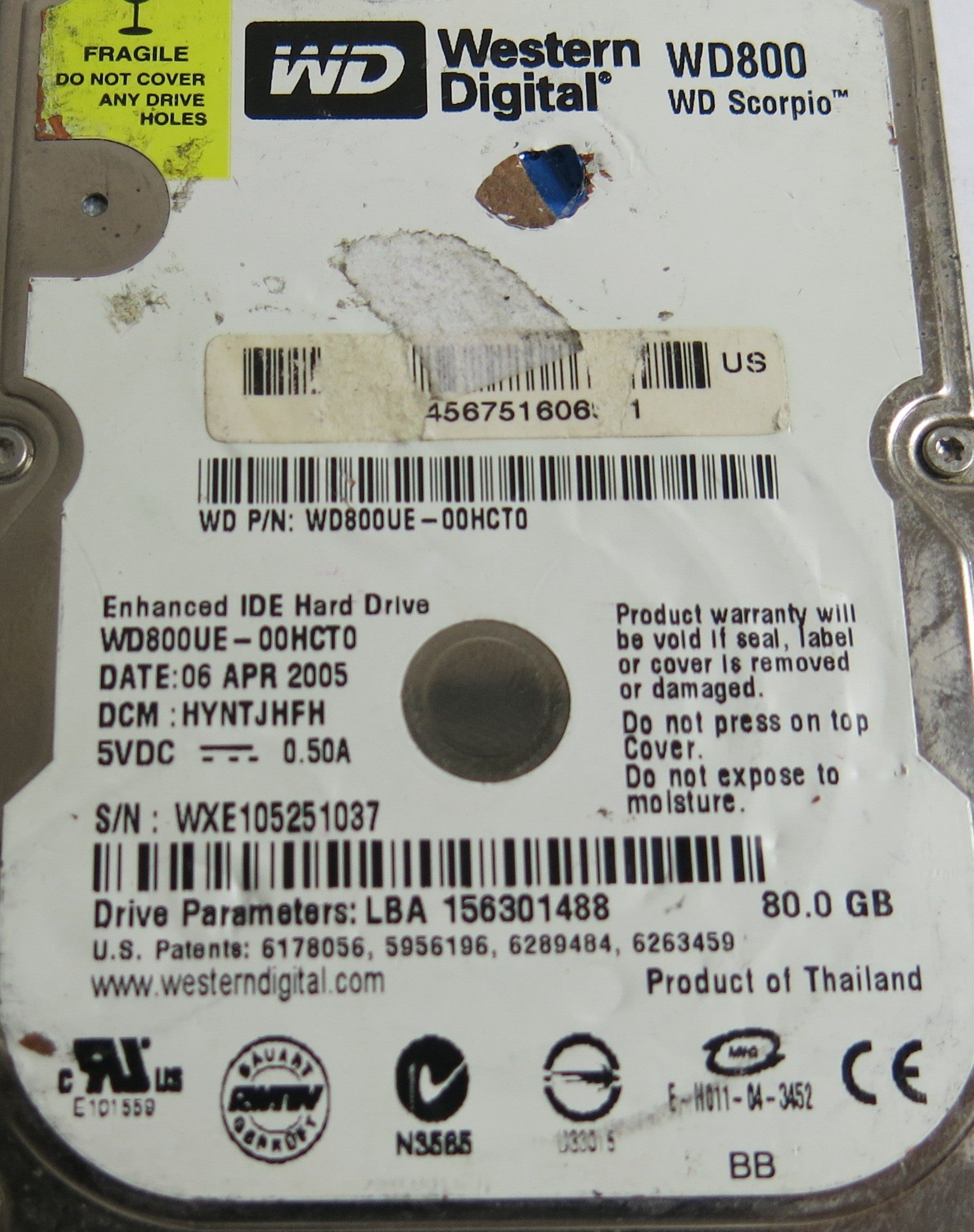 WESTERN DIGITAL WD800UE-00HCT0 2060-701281-001 REV A PCB